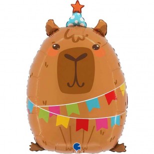 Capybara Birthday Hat Supershape Balloon